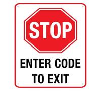 PKNVKZIDK Retro Enter Code To Exit Warning Sign Aluminum Metal Sign Funny Parking Garage Decor Outdoor Indoor (8 X 12 in)