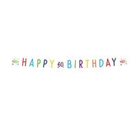 (PKT) Bannière de lettres d'anniversaire Confettis 60e anniversaire 1,8 m