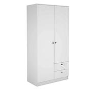 Placard armoire meuble de rangement de 2 portes et 2 tiroirs coloris Blanc