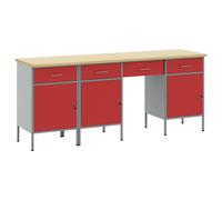 vidaXL Établi à tiroirs, 4 tiroirs, rouge, style ingénieur, bois et acier