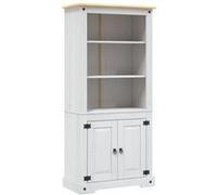 vidaXL Armoire en pin mexicain avec vitrine Blanc 80x40x170 cm