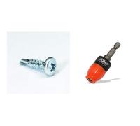 PLACO® - Lot 500 pièces vis auto perceuses 13mm - Placoplatre - E69140500, Gris & EDMA 264055 THE DIMPLER - Porte-embout de vissage aimanté spécial plaquiste