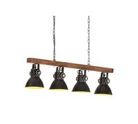 Vidaxl Plafonnier Industriel Noir E27 Bois De Manguier Noir