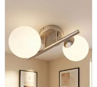 Plafonnier 2-Flamme LED Pour Salon Métal Verre Opale