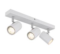 Plafonnier 3 feux GU10 blanc Salon, orientable, aluminium métal, 3x GU10, LxlxH 39x6x14,5 cm