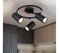 Plafonnier 3 flammes lampe de salon spot noir plafonnier mobile, 3x GU10 douille, DxH 25x13,5 cm