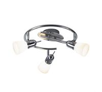 Plafonnier 3 flammes spot rondell plafonnier orientable abat-jour en verre, acier chromé, 3x E14 LED 3W 320Lm blanc chaud, D 38 cm