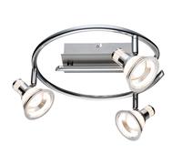 Plafonnier 3 flammes spot rondelle plafonnier orientable chrome, acrylique, 3x LED 5 watts 330 lumens blanc chaud, DxH 30x15 cm