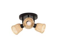 Plafonnier 3 lampes Lio 25 cm métal et bambou