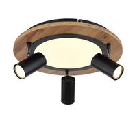 Plafonnier 3 niveaux plafonnier spot orientable bois clair, 3x GU10, 1x LED 15W 1300Lm blanc chaud, DxH 40x18 cm