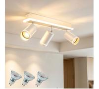 Plafonnier 3 Spots Blanc ACELIFE - 12W + 18W GU10 - 2700K - Orientable 350° - Lampe de Plafond pour Salon Chambre Cuisine