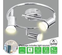 Plafonnier 3 Spots LED - Orientables - Ampoules GU10 - 5W 550LM - Blanc chaud