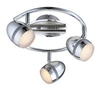 Plafonnier 3 spots Spotrondell Plafonnier moderne Spots orientables, métal chromé, 3x LED 3W 220Lm blanc chaud, DxH 35x18 cm