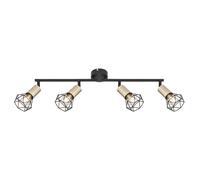 Plafonnier 4 flammes noir Spot orientable Cage Design L 60 cm