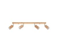 Plafonnier 4 Spots Orientables Bois IP20 pour Ampoule GU10 - SILUMEN - Marron