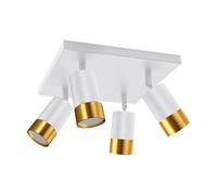 Plafonnier 4 Spots Orientables Carré BLANC et OR pour Ampoule GU10
