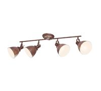 Plafonnier 4 spots spot barre spot mobile spot plafonnier, métal rouillé, 4x douilles E14, LxlxH 80x15x20 cm
