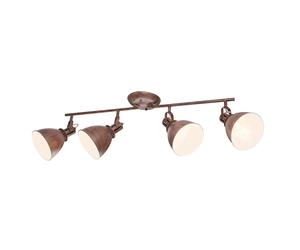 Plafonnier 4 spots spot barre spot mobile spot plafonnier, métal rouillé, 4x douilles E14, LxlxH 80x15x20 cm