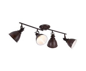 Plafonnier 4 spots spot barre spot mobile spot plafonnier, métal rouillé, 4x douilles E14, LxlxH 80x15x20 cm