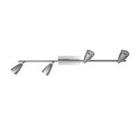 Plafonnier 4 spots spot strip plafonnier orientable nickel mat, acier, 4x douilles GU10, Lxl 78,5x7 cm