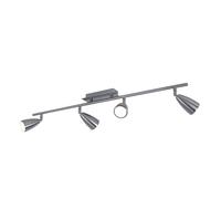 Plafonnier 4 spots spot strip plafonnier orientable nickel mat, acier, 4x LED 4,5W 400Lm blanc chaud, LxP 78,5x7 cm