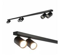 EDO Spots de Plafond Orientable Noir MALGA LINE 6, Plafonnier 6 Spots avec Douille GU10, Éclairage de Plafond Moderne, Luminaire 230V, Barre de Spot sans Ampoules pour Salon Chambre à Coucher