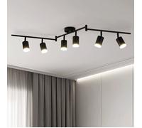 Plafonnier 6 Spots Noir,Moderne Plafonnier Spot LED Orientable,Spots et Rails de Spots GU10,Éclairage da Plafond en Métal,Luminaire