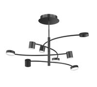 Plafonnier, 8 flammes, lampes, plafonniers, plafonnier, noir, salon, métal verre, LED 44W 2250Lm 3000K, LxlxH 100x100x54cm, WOFI 11777