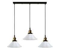Plafonnier à 3 têtes en métal avec abat-jour conique blanc de 50 cm et câble réglable de 100 cm, lampe suspendue industrielle vintage pour cuisine, îlot, salle à manger, salon, maison, restaurants