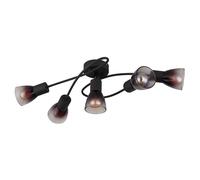 Plafonnier Lampe de Chambre à Coucher 5 à Flammes Verre Fumé Noir L 58cm
