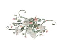 Plafonnier à 5 lumières en forme de fleur de rose, cadre en métal vert