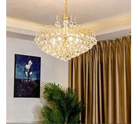 Plafonnier À Hauteur Réglable Pour Salon, Lustre Étincelant Pour La Maison, Douille E14 Moderne Avec Perles de Cristal Transparentes, Finition Plaquée Or, 45 X 40 Cm/Gaanoplastie Or/55 * 42Cm