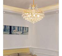 Plafonnier À Hauteur Réglable Pour Salon, Lustre Étincelant Pour La Maison, Douille E14 Moderne Avec Perles de Cristal Transparentes, Finition Plaquée Or, 45 X 40 Cm/Gaanoplastie Or/45 * 40Cm