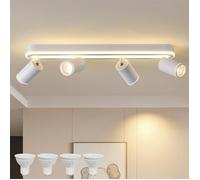 Plafonnier à LED 4 Flammes Orientable 350°,Applique Plafond avec Incandescence Inférieure 36W+4x5W GU10,3000K 4 Spots Blanc LUSTRE