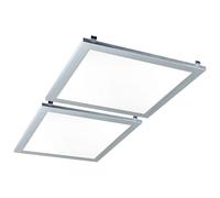 Plafonnier à panneau de plafond, plafonnier à encastrer, lampe de bureau, cadre plat carré opale, 1x LED 18W 1100Lm blanc chaud, LxPxH 29,9x29,9x5cm, lot de 2