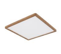 Plafonnier à panneau de plafond plafonnier Panneau LED lampe de salle de, fonction mémoire de rétroéclairage IP44 3 niveaux, aspect bois opale, 24W 2300Lm blanc chaud, LxlxH 42x42x2,5cm