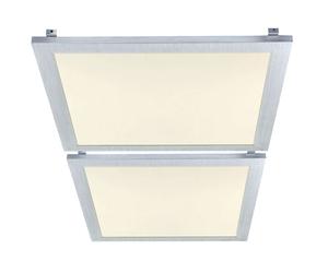 Plafonnier à panneau LED argenté, plafonnier à encastrer en aluminium, lampe à grille lumineuse de bureau, 18 watts 1100 lumens blanc neutre, LxlxH 29,9 x 29,9 x 5 cm, lot de 2