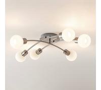 Plafonnier Agmar Lindby, dimmable, gris, Salon / Salle à manger, Métal, Moderne, Plafonnier