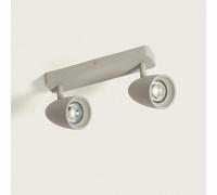 Ledkia Plafonnier Aluminium Rectangulaire Adrien 2 Spots Gris Pierre