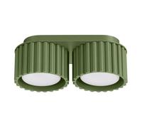 SOLLUX lighting Plafonnier - Spot de plafond en aluminium - 2 flammes - Ampoule LED - Vert olive Aura