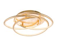 Plafonnier anneaux design plafonnier doré salon moderne, aluminium, finition satinée, LED 30W 2100Lm blanc chaud, DxH 50x14 cm