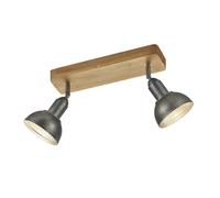 Plafonnier/applique DELHI bois nickel 2xE14 Trio design