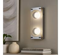Plafonnier Applique Murale Couloir Chrome Verre Acier Brossé 2x LED