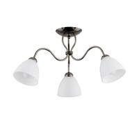 Plafonnier ARIEL Alfa chrome/noir 3xE27 verre blanc
