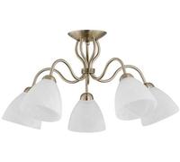 Plafonnier ARIEL, finition patine blanche, 5 x E27 x 15 W, métal, dimensions : 38 x 60 x 64 cm, IP20, Alfa