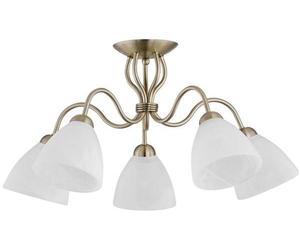 Plafonnier ARIEL, finition patine blanche, 5 x E27 x 15 W, métal, dimensions : 38 x 60 x 64 cm, IP20, Alfa