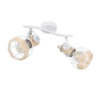 Plafonnier aspect bois spot spot plafonnier orientable blanc, métal, 2x douilles E27, LxlxH 29,6x23x19 cm