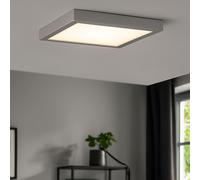 Plafonnier Plafonnier de bureau Panneau de montage chromé Lampe de salon carrée, plastique métal, 1x LED 21W 2200lm 3000K blanc chaud, LxLxH 30x30x3,2 cm
