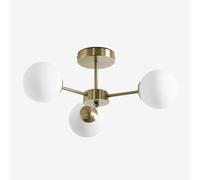 Plafonnier Avec 3 Boules De Verre Uvol Doré