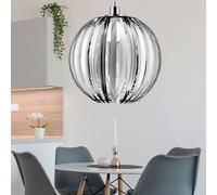 Plafonnier avec abat-jour boule design chromé, 1x E27, IP20, diamètre x hauteur 40 x 150 cm, salon chambre